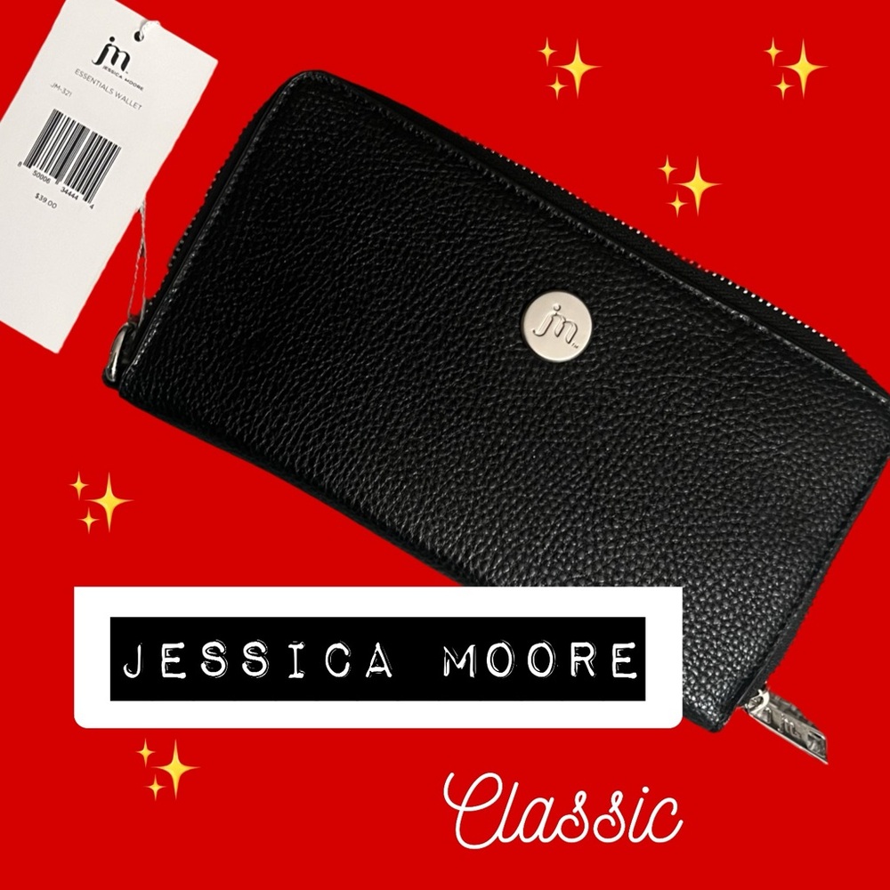 Jessica Moore JM-321 textured Black wallet clutch